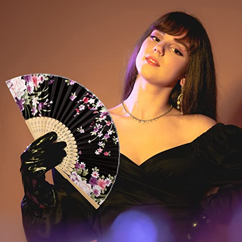 24 Pieces Floral Folding Hand Fans For Women Foldable Vintage Fan With Different Flower Patterns Chinese Fan With Bamboo Rib Hand Held Fans For Adults Hand Folding Fan For Wedding Party Favors Gifts #TOP3