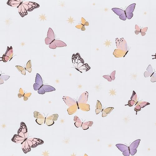 Image of Lambs & Ivy Butterfly Dreams Breathable 100% Cotton Fitted Baby Crib Sheet