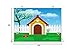 BELECO 7x5ft Fabric Cartoon Pets House Backdrop Doghouse Puppy Dog Cat Party Decorations White Fence Green Grassland Blue Sky Background Pets Theme Party Supplies Banner Birthday Shooting Photo Props
