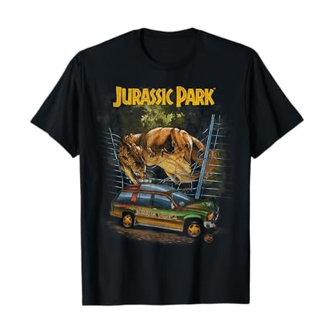 Jurassic Park Vintage T-Rex Break Out T-Shirt Cover