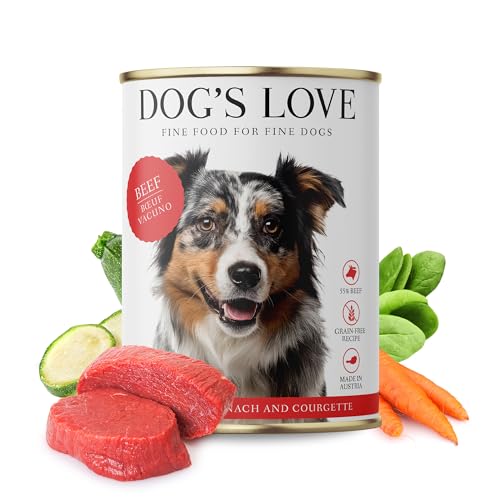 DOG'S LOVE Super Premium Nassfutter | Adult Rind | reichhaltiges und gesundes Alleinfuttermenü | Hundefutter in Lebensmittelqualität Aller Rohstoffe | 100% getreidefrei (6 x 400g)