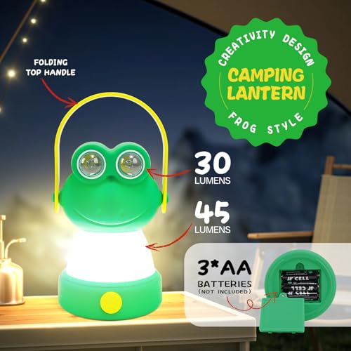 Outdoor Equipment LED Camping Lantern & Headlamp Set for Kids, Battery Powered Night Light, Theme Gift for Children\'s Day, Birthday, Lightweight Tent Lamp for Children (Frog Set) - Thumbnail 3