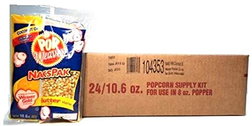 Pop Weaver | Naks Pak | Popcorn Portion Kits for 8 Ounce Popper | Case of 24