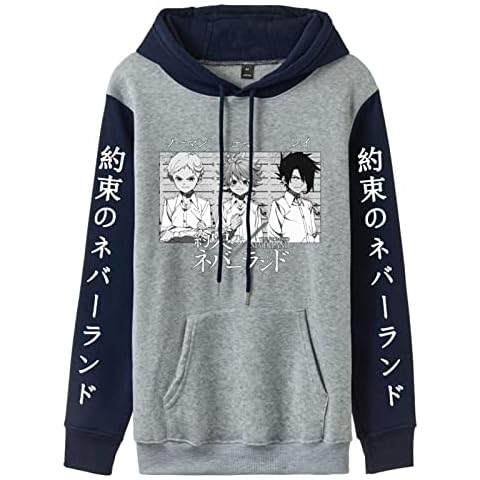 The Promised Neverland Sweatshirt Anime Emma Norman Hoodie Color Block Pullover Sweatshirt for Men/Women/Teens Cover