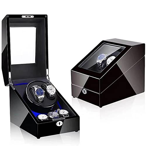 UQTE Automatischer Uhrenbeweger 2 + 3. LED Carbon Watchwinder Faserautomatische Uhr Wickler Rotator Halter Display Motor Shaker Box Mover Wicklung Remontoir Boxen Einzelner Uhrenbeweger Cover
