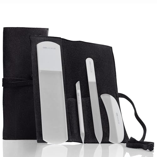 4pcs Manicure Set Genuine Czech Crystal Gray Glass Nail File Moon...