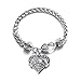 Pit Bull Mom Pave Heart Charm Bracelet Silver Plated Lobster Clasp Clear Crystal Charm