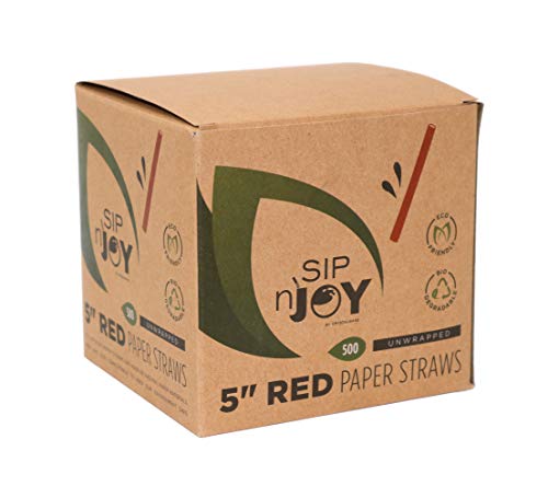 Pitillos ecológicos biodegradables de papel 5 pulg rojo miniatura 4