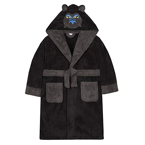 Metzuyan Robe de chambre en polaire pour garçon Motif gorille loup chimpanzé panthère 7-8 ans - - 7 ans Cover