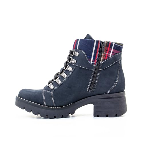 Dromedaris Women's Kodiak Tartan Boot, Navy, EU 38M3
