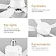 Demiawaking Leiser Deckenventilator mit LED, Dimmbar Deckenventilatoren Lampe Ventilator Deckenleuchte mit Fernbedienung, Mit E27 Sockel, Ventilator LED für Schlafzimmer, Wohnzimmer (D)
