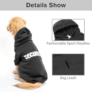 BINGPET Security Dog Hoodies Puppy Sweater Cold Weather Dog Coats Soft Brushed Fleece Pet Clothes Hooded Sweatshirt for Dog Cat Large (Chest Girth 28") BINGPET Security Dog Hoodies Puppy Sweater Cold Weather Dog Coats Soft Brushed Fleece Pet Clothes Hooded Sweatshirt for Dog Cat Large Chest Girth 28