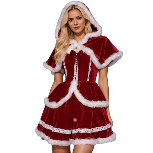 Generisch Disfraz de Navidad para mujer, vestido de Navidad, fiesta de Navidad, traje de Navidad para mujer, disfraz de Blancanieves, elegante, Santa Carnaval, vestido de fiesta, vestido de cóctel
