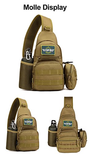 Huntvp Small Tactical Sling Chest Pack Bag Molle Daypack Backpack Military Crossbody，Type1-Coyote Brown #TOP5
