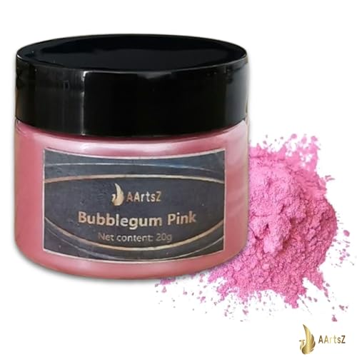 Epoxidharz Farbe Metallic 20g(Bubblegum Pink), AArtsZ Mica Powder Pulver, Epoxy Resin Farbe, Pigment, Farbpigmente, Pigmentpulver für Kosmetisches Qualität, Niveau Lipgloss