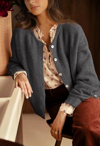 Image of PRETTYGARDEN Long Sleeve Crewneck Button Down Womens Sweaters Fall Open Front Chunky Cardigan Sweaters for Women 2026