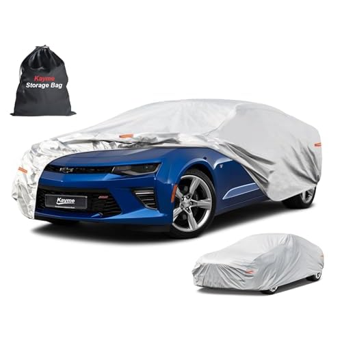 Kayme 6 Layers Car Cover Custom Fit for Chevrolet Chevy Camaro (2010-2025) Waterproof All Weather for Automobiles, Outdoor Full Cover Rain Sun UV Prot