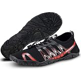Aqua Speed Set Wasserschuhe + Mikrofasertuch | Badeschuhe Schnorcheln | Aquaschuhe | Bathings Shoes | Schwimmen Schuhe Schwarz - Rot | Gr. 45 | Gekko
