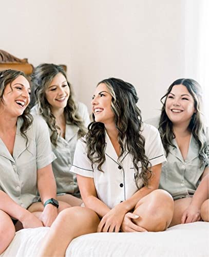 Bridesmaid Pajamas with Personalization - Bridal Party Pajamas- Pajama for Women - Two-piece PJ Sets - Soft Sleepwear Lingerie - Bridesmaid Gifts - Short Sleeve Pajamas Tops - Bridal Party3