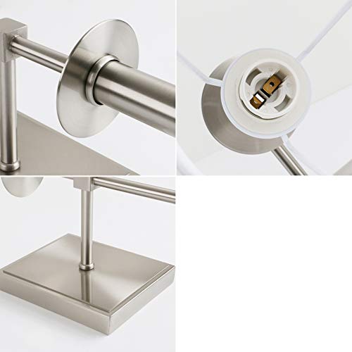 Permo Single Classic Rustic Industrial Wall Sconce Lighting Fixture With Flared White Textile Lamp Shade And Brushed Tapered Column Stand #TOP6