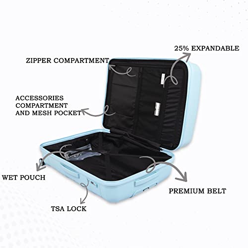Image of it luggage Momentous Sky Blue Set of 2-24 & 20 inches Cabin with Padded Laptop Section & Medium-Expandable Polypropylene Hardsided with TSA Lock 8 Wheel Trolley Bag