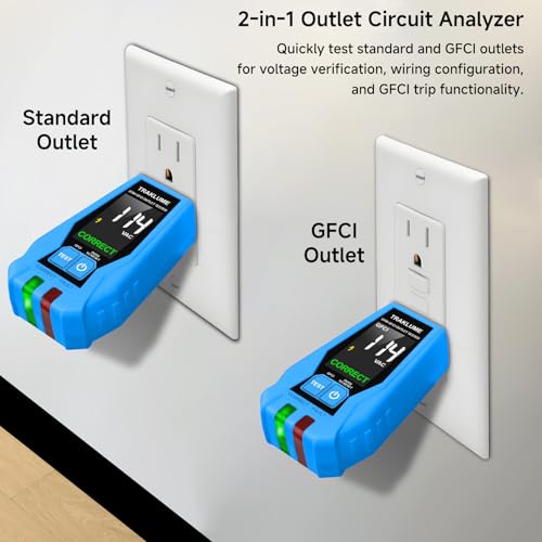 Image of GFCI Outlet Tester with LCD Display Polarity Tester GFCI Receptacle Tester