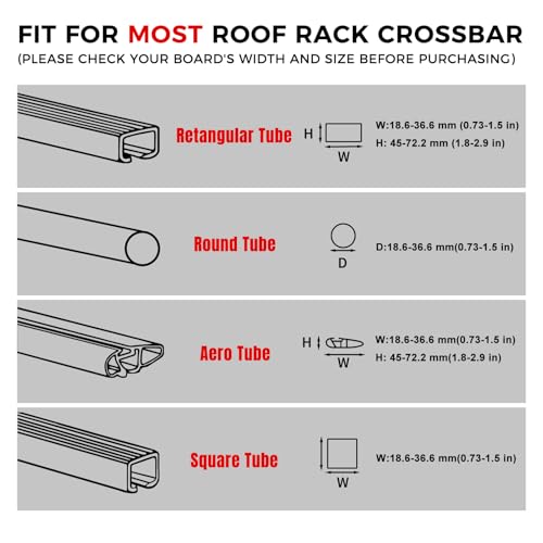 LINGVUM Ski & Snowboard Roof Racks with Anti-Theft Lock, 24\" Ski Roof Rack Carrier - Fits 6 Pairs Skis or 4 Snowboards, Black