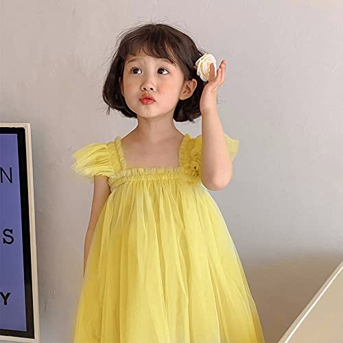 Baby Girls Layered Fly Sleeve Tutu Dress Casual Party Tulle Tunic Dresses Yellow 9-12 Months #TOP1