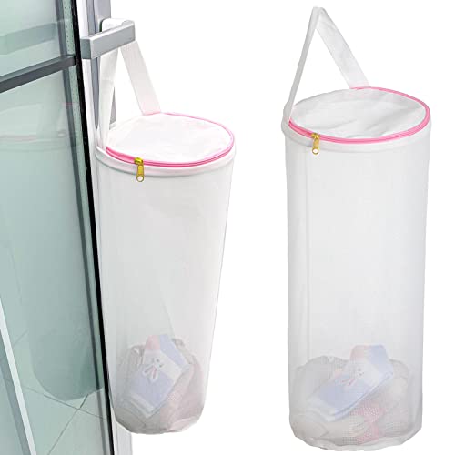 Mifnro Large Capacity Sock Laundry Bag With Wire Construction Opening Use Ykk Zipper Tote Bag Bathroom Hanging Suitable For Underwear, Socks Fine Mesh Laundry Bag 1 Blue #TOP3