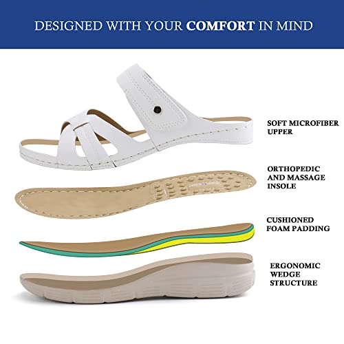 Image of Ortho + Rest Women Orthotic Slides Comfortable Orthopedic Sandals Walking Sandals with Arch Support