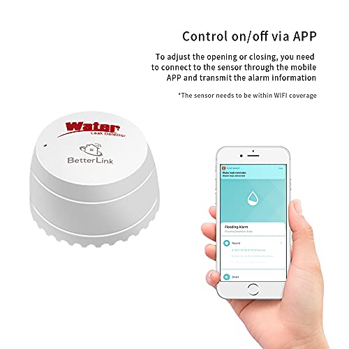 Betterlink Wireless Smart Water Leak Sensor, Wireless Flood Leak Detector, Alarm And App Alert, Wifi Water Leak Alarm For Basement/Kitchen/Laundry/Bathroom/Aquarium(1 Pack) #TOP1