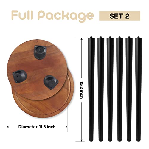 Indoor Plant Stand With Metal Legs, 16" Tall Plant Holder For Flower Pots, Mid Century Wooden Plant Stand Plant Table For Flower Pots, Modern Home Decor Small Round Side End Table (Plant And Pot Not Included) (Dark Brown Set 1) #TOP1