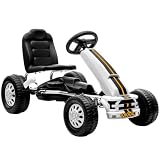 Qaba Pedal Go Kart for Kids Steering Wheel Boys and Girls 3+ Years White