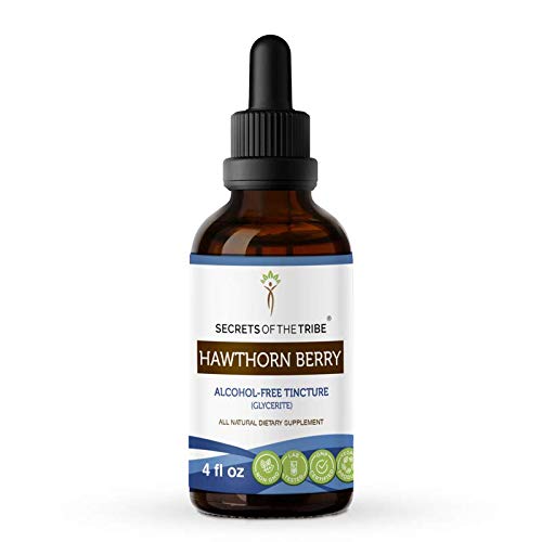 Hawthorn Berry Tincture Alcohol-Free Extract, Organic Hawthorn Berry (Crataegus spp.) Dried Berry 4 oz