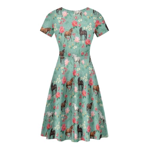 Image of Biyejit Women's Summer Casual Short Sleeve T-Shirt Swing Dress Crew Neck Plus Size S-4XL