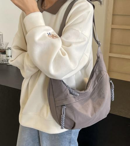 Image of Hobo Bag for Women Men Crescent Shoulder Bag Retro Nylon Canvas Crossbody Bag Slouchy Corduroy Dumpling Bag Purse | Retro