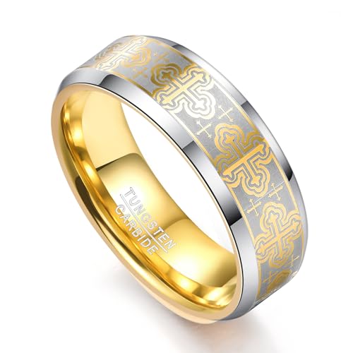 TUNGSTORY Cross Ring for Men