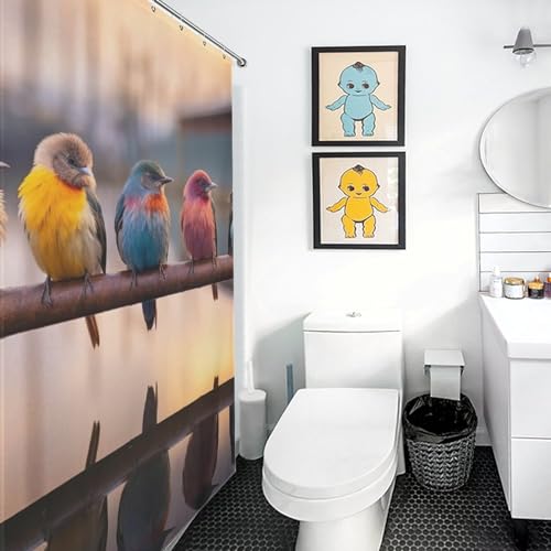 Rideau de douche oiseau séchage rapide et lavable en machine - 3