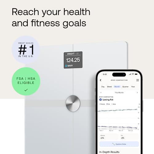 WITHINGS Body Smart - Accurate Scale for Body Weight and Fat Percentage, Body Composition Wi-Fi and Bluetooth Weight Scale, Baby Weight Scale, Smart Scale Apple Health Compatible, Bathroom Scale - Thumbnail 2