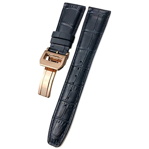 Bracelet de montre en cuir de vache avec boucle deployante elegance