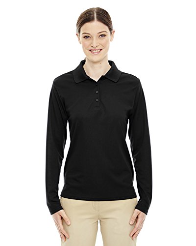 Ash City - Core 365 Ladies' Pinnacle Performance Long-Sleeve Piqué Polo L BLACK