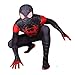 Spiderman Costume Into The Spider Verse Miles Morales Halloween Costumes Classic Cosplay Suit Adult Kids (Kids M, Black)