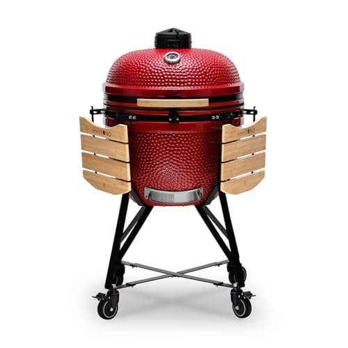 KAMADO BONO Ceramic BBQ Grill, 25" Grande Limited, Red I Kamado BBQ Charcoal Grill with Dual Zone Grilling System I Egg BBQ Smoker for Cooking, Smoking & Baking