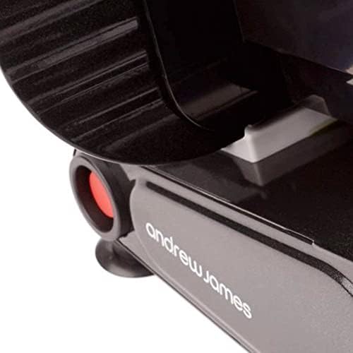 Andrew James Meat Deli Slicer Electric Cutter for Bread Meat Cheese & Other Food | 3 Interchangeable Blades | Plastic Pusher Blade Guard | Non-Slip Feet | 150W