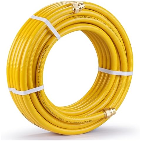 70FT 3/4" CSST Gas Line Hose, 3/4 Inch Flexible Gas Line for Natural Gas and Propane, Corrugated Stainless Steel Gas Pipe Kit with 2 Male Adapter Fittings Cover