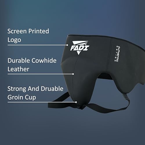 Fadi Sports Authentic Series A1 Cowhide Leather Groin Protector - Groin Guard with Protective Cup for Boxing, Muay Thai, Kickboxing, MMA Training, Karate, Taekwondo (Black, Small) (Black, Small) by Fadi Sports - Image 7