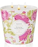 M&SENSE Blooming Peony Scented Candle, 28.2oz 3 Wick Natural Soy Wax Large Candles, Long Lasting Clean Slow Burning No Toxic Décor for Home Relaxation, Romantic Dates & Gift-Giving