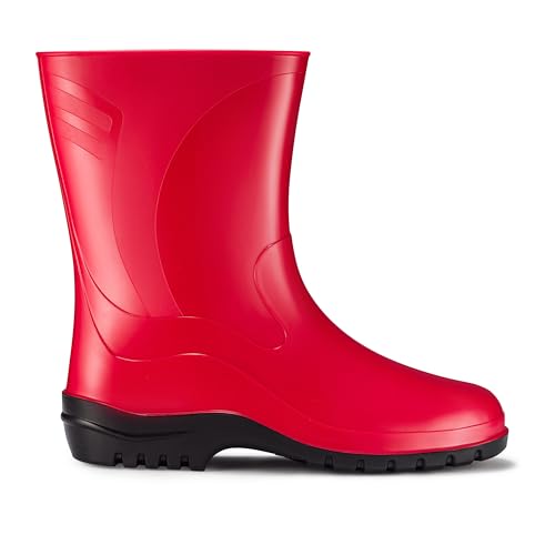 ESTRO Gummistiefel Damen Halbhoch Wasserdicht - Regenschuhe Gummistiefel Halbhoch Damen Regenstiefel Regenstiefeletten K007 (39 EU, Rot)
