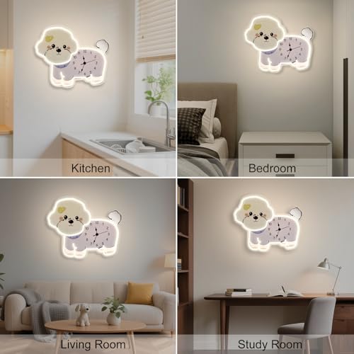 Reloj de Pared Silencioso con Luz LED en Forma de Perro miniatura 7