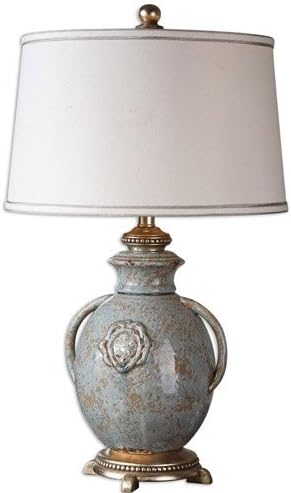 Uttermost 26483 Table Lamp 1 Light with Blue Glaze Finish Ceramic Metal Resin Fabric Material 29 inch 150 Watts